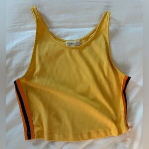 Silence + Noise Yellow Ribbed Tank Top with Striped Sides